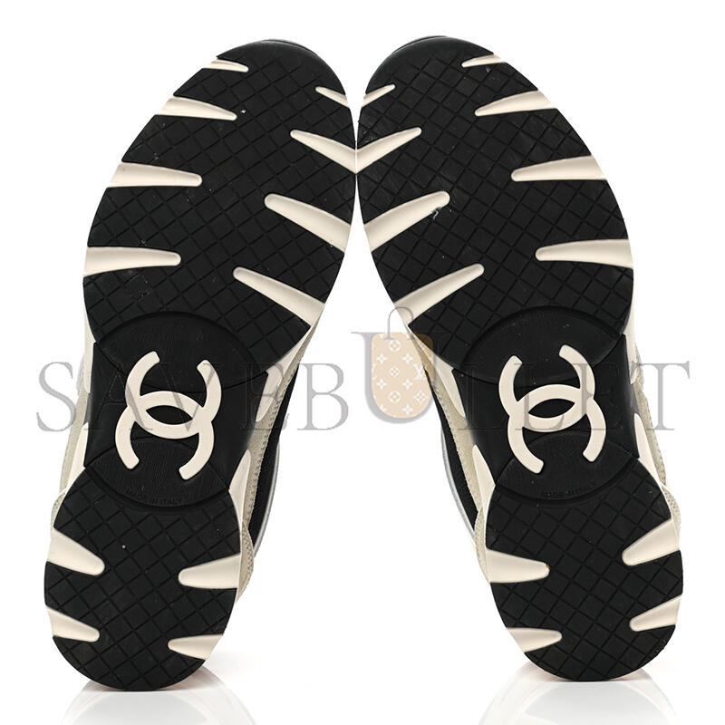 CHANEL SNEAKERS CALFSKIN, MESH & SUEDE CALFSKIN IVORY, BLACK & BEIGE G39066 Y55828 K4292